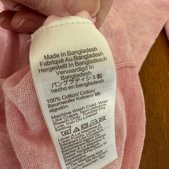 J Crew 💯 cotton pink Teddie sweater SM 16 in pit pit crew neck - Picture 4 of 8